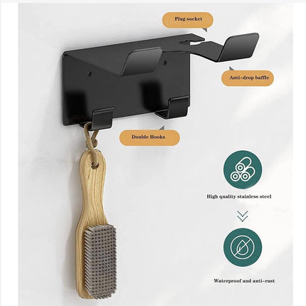 Hairdryer holder - hair dryer holder - Hairdryer Holder - Hairdryer Wall Bracket - Universal - wall mount - 11.5*9.5*5.5cm - metal - wall mount - Bathroom accessories - silver.