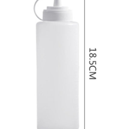 4 pieces - 200 ml - Dosing bottle - Squeeze bottle - Sauce bottle - Garnish bottle - Plastic - White - with spout cap - Leak-proof lids - With check marks - For garnish, sauce or batter.