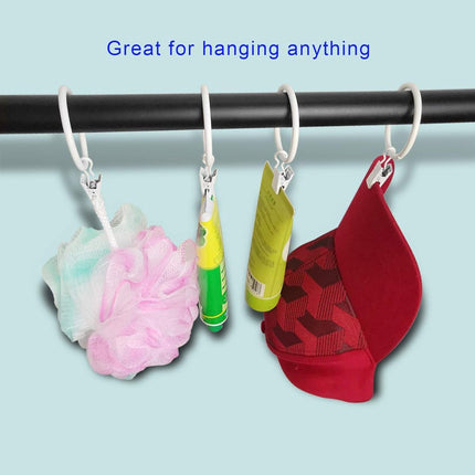 Curtain rings - 45 pieces - Inner diameter 3.8CM - White - Curtain clips for curtain rods - Metal clamps with clip - Hooks for shower curtains, towels, tea towels and dishcloths - Curtain hooks - Curtain hooks.
