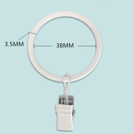 Curtain rings - 45 pieces - Inner diameter 3.8CM - White - Curtain clips for curtain rods - Metal clamps with clip - Hooks for shower curtains, towels, tea towels and dishcloths - Curtain hooks - Curtain hooks.