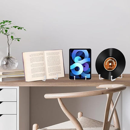 pieces - Plate stand - Display - Holder - Decorative plates - Books - Photo frame stand - Plates - Rack - Kitchen cabinet - Metal - white - 7.5*14 cm.