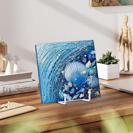 pieces - Plate stand - Display - Holder - Decorative plates - Books - Photo frame stand - Plates - Rack - Kitchen cabinet - Metal - white - 7.5*14 cm.