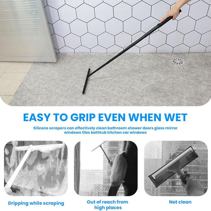 Extendable Shower Squeegee - Shower Squeegee with Holder - Squeegee Shower with 97 cm Telescopic Rod - Aluminum + Silicone - Squeegee - Window Squeegee Shower Squeegee - Squeegee Shower for Shower Doors, Mirrors, Windows, Tiles, Car Windows, Glass Cleanin.