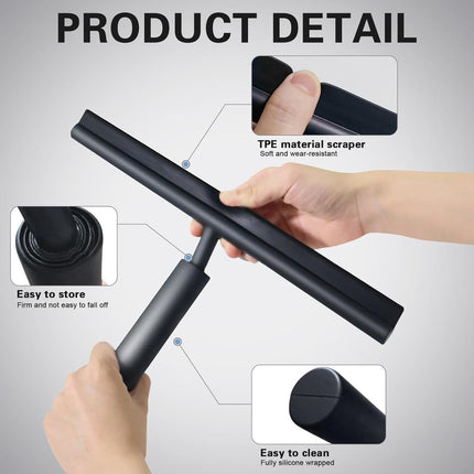 Extendable Shower Squeegee - Shower Squeegee with Holder - Squeegee Shower with 97 cm Telescopic Rod - Aluminum + Silicone - Squeegee - Window Squeegee Shower Squeegee - Squeegee Shower for Shower Doors, Mirrors, Windows, Tiles, Car Windows, Glass Cleanin.