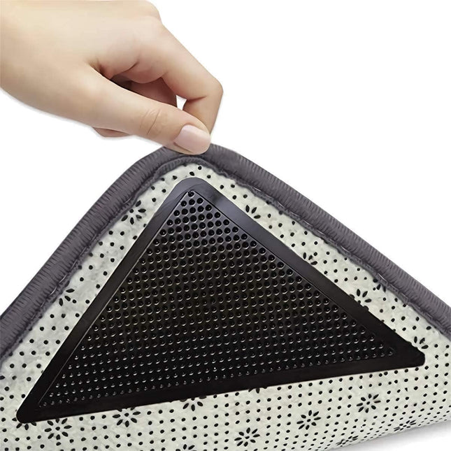 Anti-slip corners - Carpet tape - Carpet grippers - 8 pieces - Anti-slip mat, rug, carpet - Reusable pads - Self-adhesive double-sided.