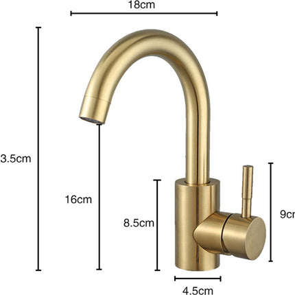 Faucet - Kitchen Faucet - Sink Faucet - 360° Rotatable Mixer Tap - Stainless Steel - Gold - with Cover Plate - for 1-3 Hole Installation.