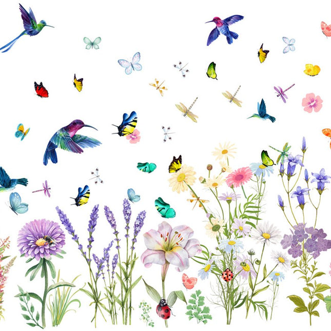 Wall sticker - Flowers/Butterfly/Bird - Reusable/Repositionable - Children's room - Boys - Girls - Home decor - Colorful Wall Sticker - for living room baby rooms bedroom toilet decoration.