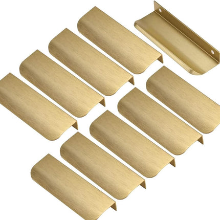 10 pieces - Handle - Furniture handle - Kitchen cabinet handles - Concealed handle - Furniture handles - Cabinet handle - Drawer handles - Door handle - Brushed gold - Arc handle - Aluminum alloy - 96mm.