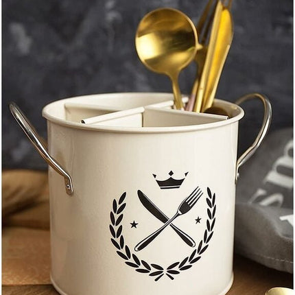 Kitchen Utensil Holder - Kitchen Utensil Organizer - Utensil Pot - Countertop Organizer - 19*13.5*14CM - with Handle and Removable Divider - Stainless Steel - Red - for Cookware Set, Ladles, Spatulas, and More.