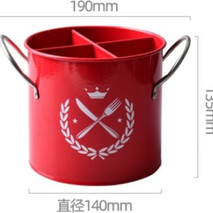 Kitchen Utensil Holder - Kitchen Utensil Organizer - Utensil Pot - Countertop Organizer - 19*13.5*14CM - with Handle and Removable Divider - Stainless Steel - Red - for Cookware Set, Ladles, Spatulas, and More.