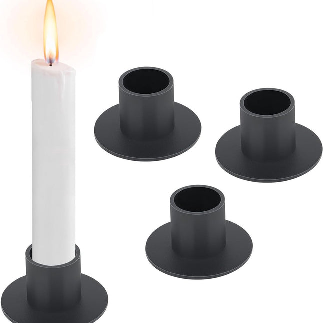 Candlesticks - 4 pieces - Φ2.5 cm - Candle holders - Candle stand - Candle coaster - Home accessories - Decorative accessories - Iron - Black - Tea light holder - Candle shelf.