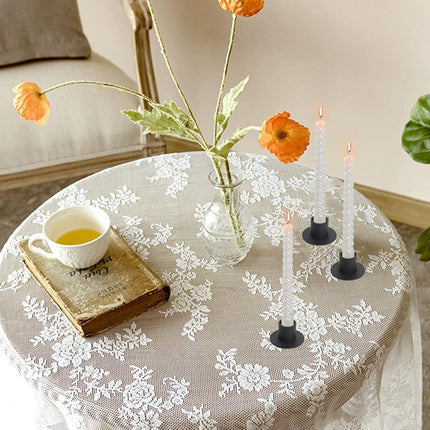 Candlesticks - 4 pieces - Φ2.5 cm - Candle holders - Candle stand - Candle coaster - Home accessories - Decorative accessories - Iron - Black - Tea light holder - Candle shelf.