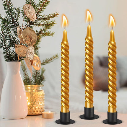 Candlesticks - 4 pieces - Φ2.5 cm - Candle holders - Candle stand - Candle coaster - Home accessories - Decorative accessories - Iron - Black - Tea light holder - Candle shelf.