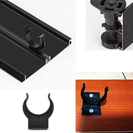 10 pieces - Skirting clips - Furniture clamps - Kitchen plinth hooks - Kitchen plinth clips - For kitchen frames mounting - Black - plastic - For cabinet legs with a diameter of 3.9 cm - For sofa, table, bed, cabinet.