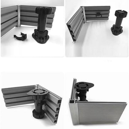 10 pieces - Skirting clips - Furniture clamps - Kitchen plinth hooks - Kitchen plinth clips - For kitchen frames mounting - Black - plastic - For cabinet legs with a diameter of 3.9 cm - For sofa, table, bed, cabinet.