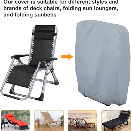 Waterproof Chair Cover - 2 Pieces - Garden Chair Cover - Protective Cover for Garden Furniture - Cover for Folding Chairs - Garden Furniture Cover - Garden Chair Cover - 71x20/34x110cm - For Outdoor Use in the Garden, Balcony or Terrace - Gray - 210D Oxfo.