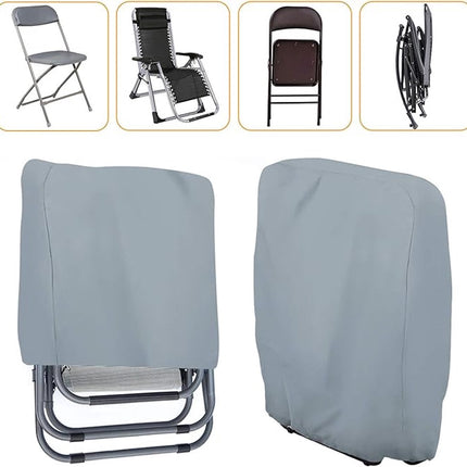 Waterproof Chair Cover - 2 Pieces - Garden Chair Cover - Protective Cover for Garden Furniture - Cover for Folding Chairs - Garden Furniture Cover - Garden Chair Cover - 71x20/34x110cm - For Outdoor Use in the Garden, Balcony or Terrace - Gray - 210D Oxfo.