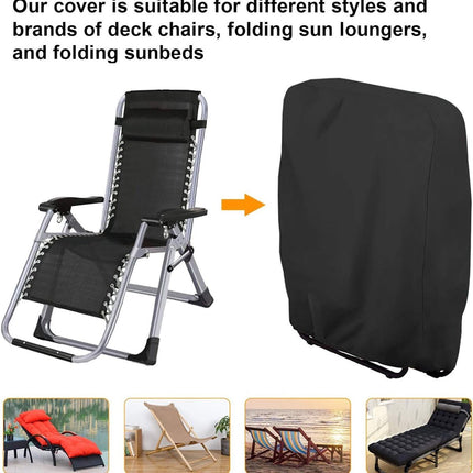 20/34*71*110cm - Garden chair covers - Foldable lounge chair cover - 210D Oxford fabric garden chair covers - Dust cover for chair - Dust cover - Garden accessories - Foldable lounger cover - with storage bag - black.