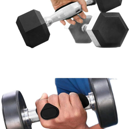 Fitness Strength Training Grips - Pack of 2 - Rubber Gym Weightlifting Non-Slip Exercise Grips - Deadlift Straps - Lift Straps - Strength Training - Fingerless Weightlifting Grips - Non-Slip Palm Protectors - Black.