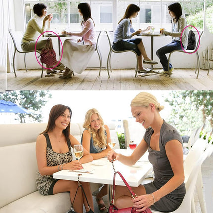 Bag Hanger Table - 2 pieces - Foldable bag hanger - Portable bag hook - Bag hook - With anti-slip pad - for table or desk - Silver.