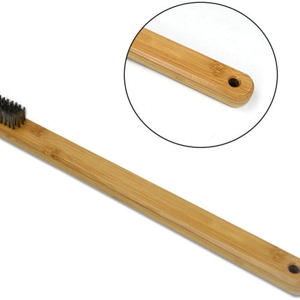 Pizza Stone Cleaning Brush - 57.5cm - Pizza Oven Brush - Barbecue Grill Cleaning Tool with Wooden Handle - Kitchen Oven Accessories - Portable Brush - With Scraper - Outdoor Pizza Oven Accessories.