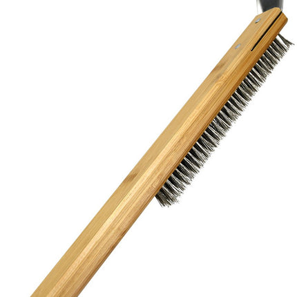 Pizza Stone Cleaning Brush - 57.5cm - Pizza Oven Brush - Barbecue Grill Cleaning Tool with Wooden Handle - Kitchen Oven Accessories - Portable Brush - With Scraper - Outdoor Pizza Oven Accessories.