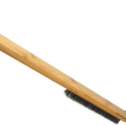 Pizza Stone Cleaning Brush - 57.5cm - Pizza Oven Brush - Barbecue Grill Cleaning Tool with Wooden Handle - Kitchen Oven Accessories - Portable Brush - With Scraper - Outdoor Pizza Oven Accessories.
