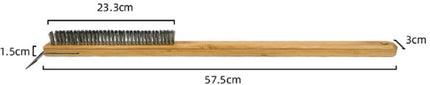Pizza Stone Cleaning Brush - 57.5cm - Pizza Oven Brush - Barbecue Grill Cleaning Tool with Wooden Handle - Kitchen Oven Accessories - Portable Brush - With Scraper - Outdoor Pizza Oven Accessories.