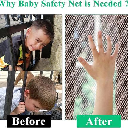 Child safety net - Safety gate - 300x79 cm - stair mesh - Safety net - white - Roll-up - Baby safety - Adjustable - for stair railings, balcony beds, railings.