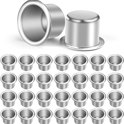 Candle holder - 30 pieces - Tea light holder - Aluminum - Metal dinner candle holders - Candle holders - Decoration - Suitable for placing candles - 27mm x 19mm - Silver.