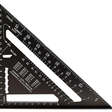180mm Carpenter's Angle - Aluminum Ruler - Triangular Carpenter's Angle 45/90 Degrees - Carpenter's Square - High Precision Measuring Tool - For Carpenter, Roofer, Engineer - Black.