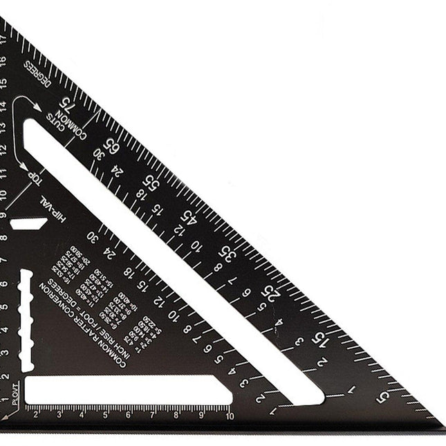 180mm Carpenter's Angle - Aluminum Ruler - Triangular Carpenter's Angle 45/90 Degrees - Carpenter's Square - High Precision Measuring Tool - For Carpenter, Roofer, Engineer - Black.