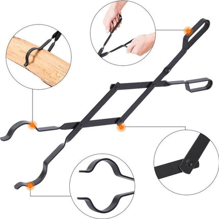 Fire Pit Tongs - Fire Pit Tongs - Fireplace Accessories - Fireplaces - Fire Pit Tool for Outdoor Indoor Camping - Wood Stoves - Fire Pits - Black - Steel - 26 Inch.
