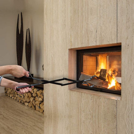 Fire Pit Tongs - Fire Pit Tongs - Fireplace Accessories - Fireplaces - Fire Pit Tool for Outdoor Indoor Camping - Wood Stoves - Fire Pits - Black - Steel - 26 Inch.