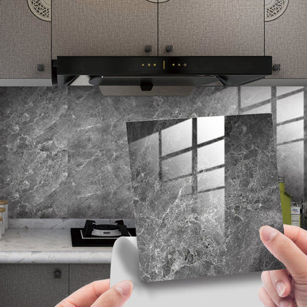 Set of 10 - Tile stickers - Imitation marble retro pattern - 15 x 15 cm - Self-adhesive - Waterproof - Scratch-resistant - PVC - Light gray - Self-adhesive tiles - Kitchen - Bathroom.