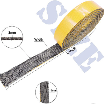 Stove Rope - Stove Cord - Fireplace Tape - Stove Gasket - Fiberglass - 3mm*15mm*2m - Black - Self-Adhesive - Flat - Heat-Resistant - for Stove, Chimney, Stove Pipe, Oven Door.