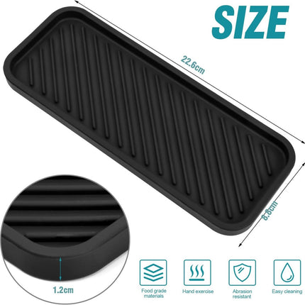 Silicone Sponge Holder - 2 Pieces - Kitchen Sponge Holders - Countertop Organizer - Sink Organizer - Kitchen Organizer - Soap Dish - Soap Rack - Non-Slip - For storing sponges, dishwashing products, plates, soap, brushes - Black.