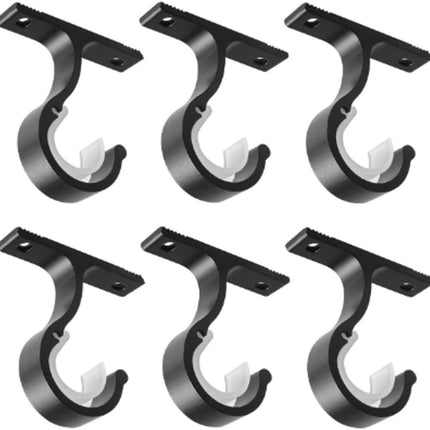 6 pieces - Curtain rod holder - curtain rod bracket - curtain rod mountings - black - 8.5cm - aluminum alloy - for ceiling and wall mounting.