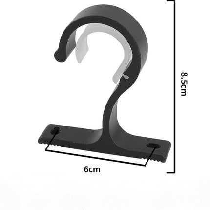 6 pieces - Curtain rod holder - curtain rod bracket - curtain rod mountings - black - 8.5cm - aluminum alloy - for ceiling and wall mounting.