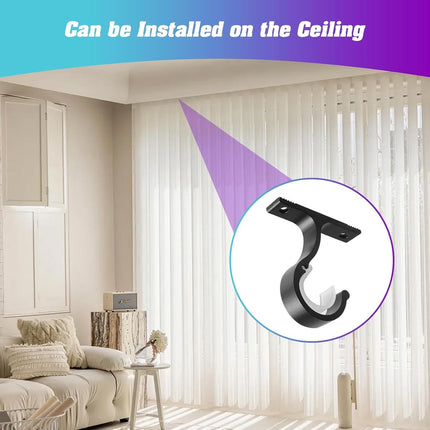 6 pieces - Curtain rod holder - curtain rod bracket - curtain rod mountings - black - 8.5cm - aluminum alloy - for ceiling and wall mounting.