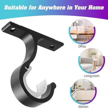 6 pieces - Curtain rod holder - curtain rod bracket - curtain rod mountings - black - 8.5cm - aluminum alloy - for ceiling and wall mounting.