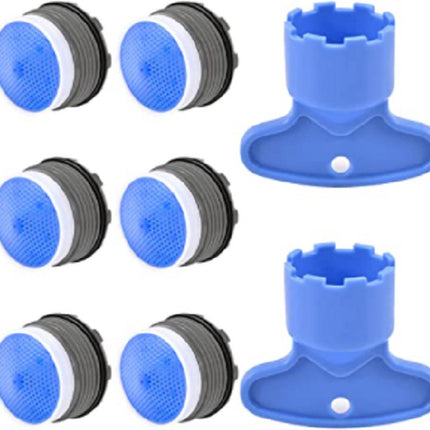 Set of 8 pieces - water-saving aerator - tap screen aerator - tap aerator - tap attachment - universal tap attachment - 18.5mm - blue - ABS - tap connector.