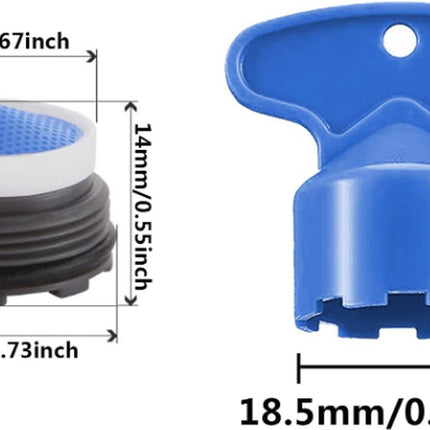Set of 8 pieces - water-saving aerator - tap screen aerator - tap aerator - tap attachment - universal tap attachment - 18.5mm - blue - ABS - tap connector.