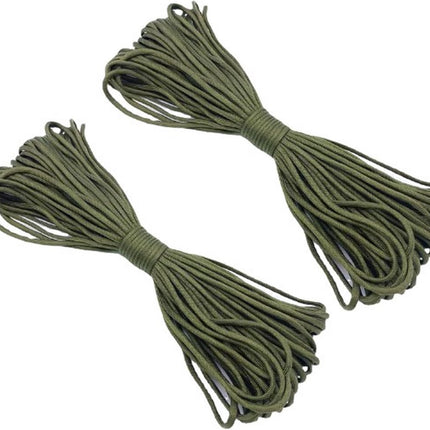 2 pieces - Paracord - 30M - Rope - 4mm Paracord - Clasps, Carabiner, Keyrings, Buckle - Craft Set for Adults, Children, Girls - Bracelet, Lanyard, Keychain Making - Green - Polypropylene.