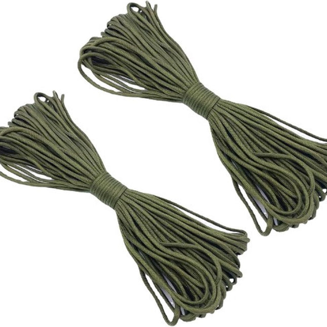 2 pieces - Paracord - 30M - Rope - 4mm Paracord - Clasps, Carabiner, Keyrings, Buckle - Craft Set for Adults, Children, Girls - Bracelet, Lanyard, Keychain Making - Green - Polypropylene.