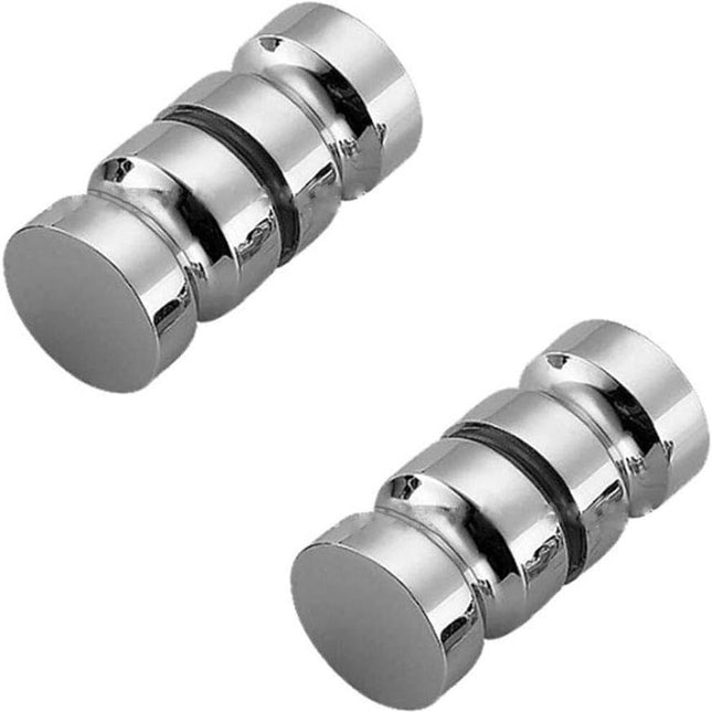 2 pieces - Door Handle - Door Handle - Shower Door Handle - Glass Sliding Door Knob - Bathroom Door Knobs - Door Hardware - Shower Room Accessories - For Glass Shower Door - Aluminum Alloy - Silver - With Screw - Round.