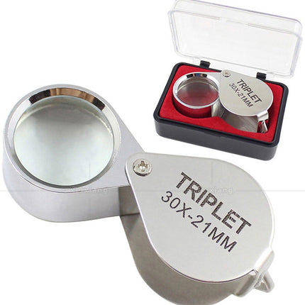 pieces - Jeweler's loupe - Diamond loupe - Pocket size - Magnification 30x + 20x + 10x - 60 * 25 * 18 mm - Silver - Metal.