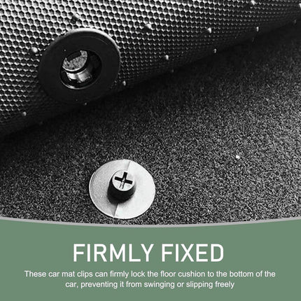 Car Floor Mat Fastening Clips - Pack of 10 - For Attaching Car Anti-Slip Mats - Car Mat Fastening Buckles - Black - Plastic - Universal - 3.55*2 cm - Suitable for Most Car Floor Mats.