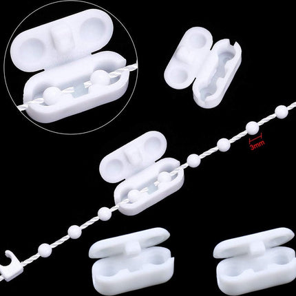 Roman Blind Chain - 20M - with 5 mating connectors - Roller Blind Chain - Curtain Parts - White - Plastic - for 89 mm slats - For repairing roller blinds Shades.