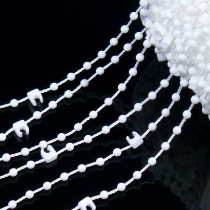 Roman Blind Chain - 20M - with 5 mating connectors - Roller Blind Chain - Curtain Parts - White - Plastic - for 89 mm slats - For repairing roller blinds Shades.